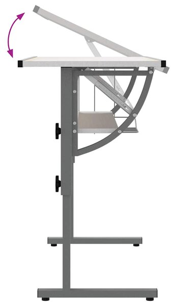 Fehér-szürke szerelt fa és acél íróasztal 110 x 53 x (58-87) cm