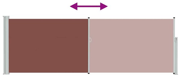 Barna behúzható oldalsó teraszi napellenző 100 x 300 cm