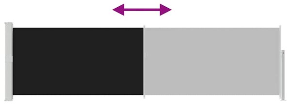 Fekete kihúzható oldalsó teraszi napellenző 140 x 500 cm