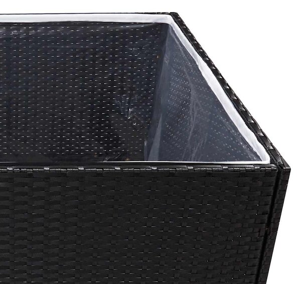 Fekete polyrattan kerti ültetőláda 157x80x80 cm