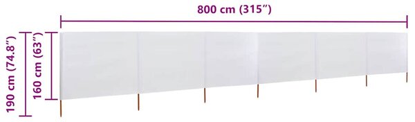 Homokfehér szövet 6-paneles szélfogó 800 x 160 cm