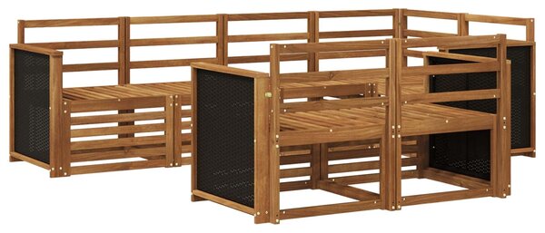 VidaXL Szegmentált kanapé szett 6 pcs Természetes Tömör Akácfa