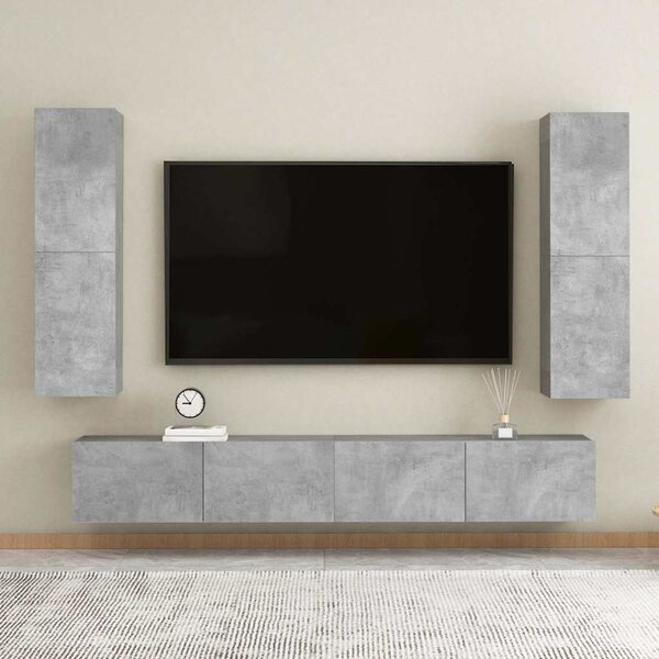 Betonszürke szerelt fa TV-szekrény 30,5 x 30 x 110 cm