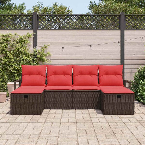 VidaXL Kanapé Szett párnával 5 pcs polirattan