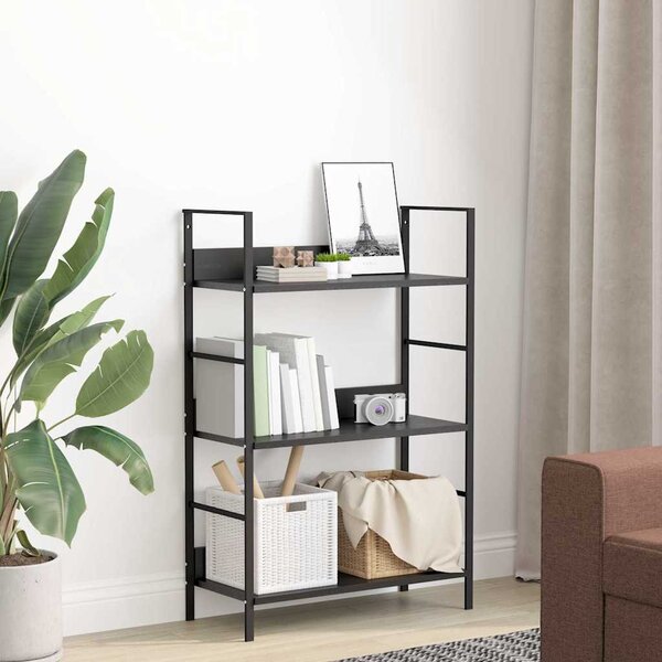 3 szintes fekete szerelt fa könyvespolc 60 x 27,6 x 90,5 cm