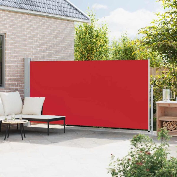 Piros behúzható oldalsó terasznapellenző 180 x 500 cm