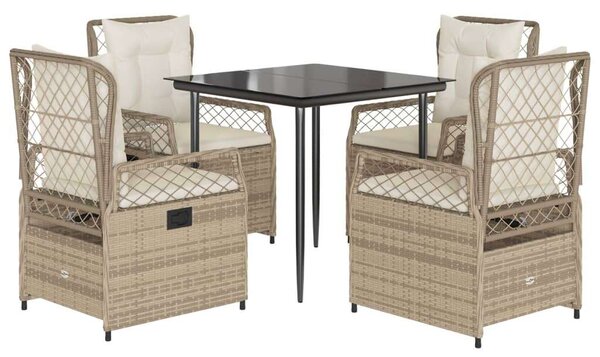 VidaXL Kerti Étkezőgarnitúra - 5 részes - Bézs Polyrattan