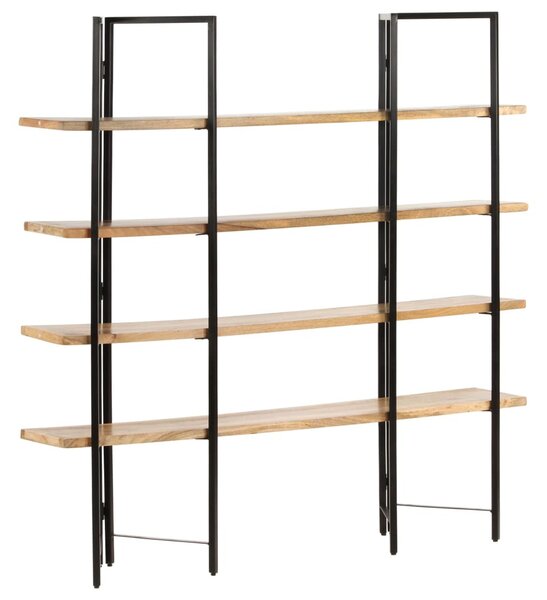 4 szintes tömör mangófa könyvespolc 160 x 35 x 160 cm