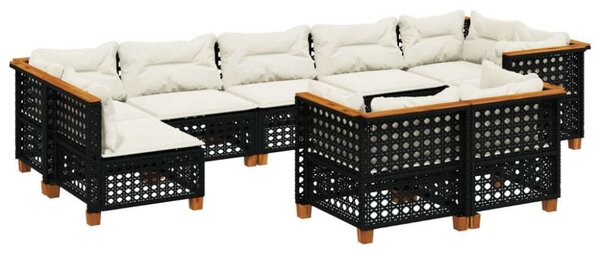 VidaXL Polyrattan Kerti Ülőgarnitúra - 9 részes - Fekete