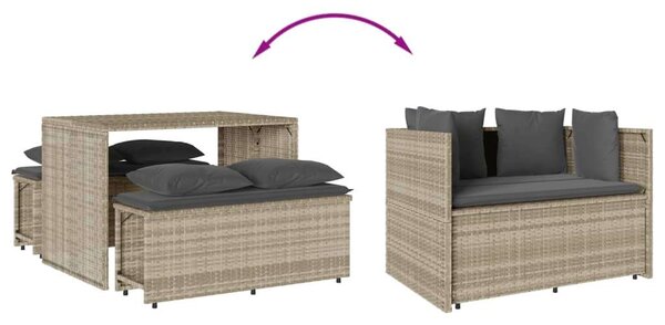 VidaXL - 3 részes Kerti Étkezőgarnitúra - Polyrattan - Világosszürke