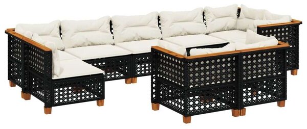 VidaXL Polyrattan Kerti Ülőgarnitúra - 9 részes - Fekete