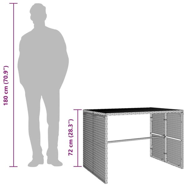 VidaXL - 3 részes Kerti Étkezőgarnitúra - Polyrattan - Világosszürke