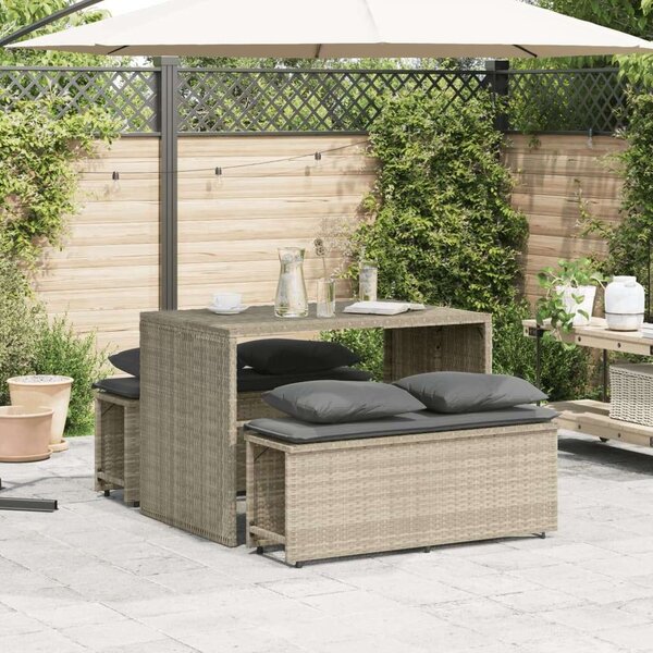 VidaXL - 3 részes Kerti Étkezőgarnitúra - Polyrattan - Világosszürke