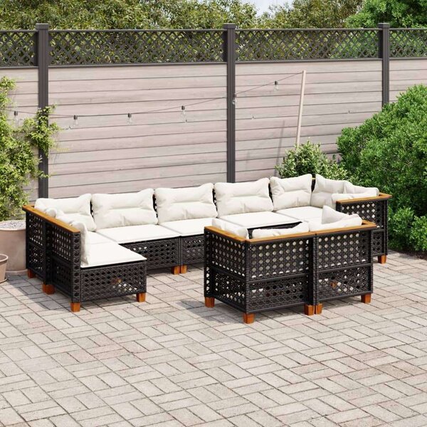 VidaXL Polyrattan Kerti Ülőgarnitúra - 9 részes - Fekete