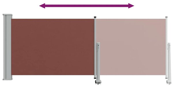 Barna behúzható oldalsó teraszi napellenző 100 x 300 cm