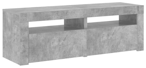 Betonszürke TV-szekrény LED-lámpákkal 120 x 35 x 40 cm