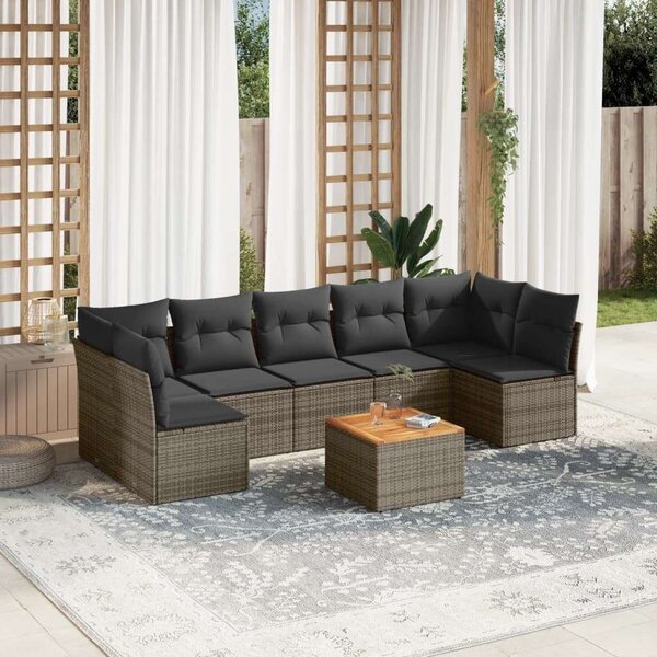 Polyrattan Kerti Ülőgarnitúra - 8 részes - Szürke