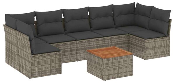 Polyrattan Kerti Ülőgarnitúra - 8 részes - Szürke