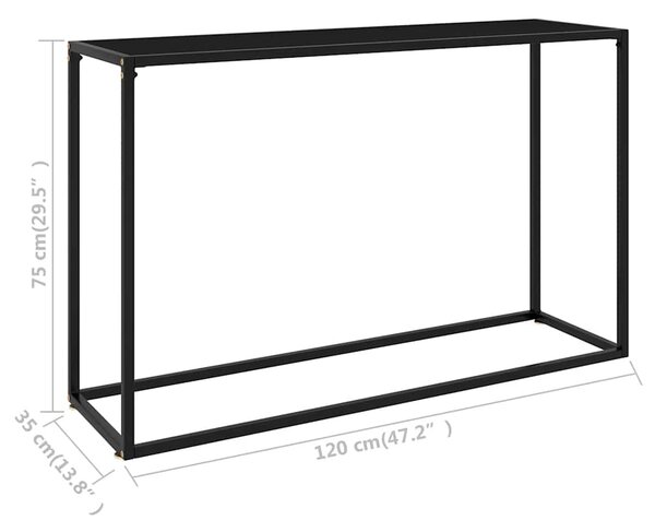 Fekete edzett üveg tálalóasztal 120 x 35 x 75 cm