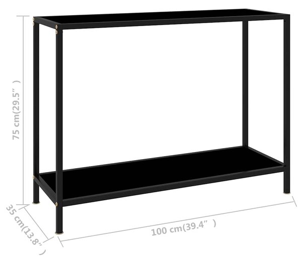 Fekete edzett üveg tálalóasztal 100 x 35 x 75 cm