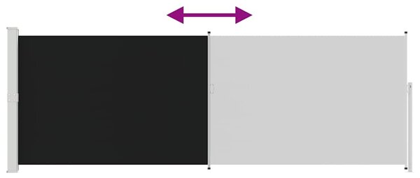 Fekete behúzható oldalsó napellenző 160 x 514 cm