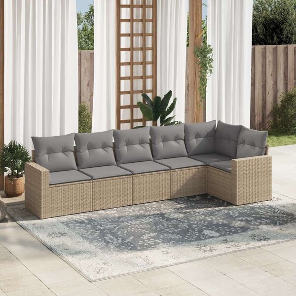 VidaXL Polyrattan Kerti Ülőgarnitúra - 6 részes - Bézs