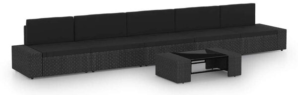 VidaXL Polyrattan Kerti Ülőgarnitúra - 6 részes - Fekete