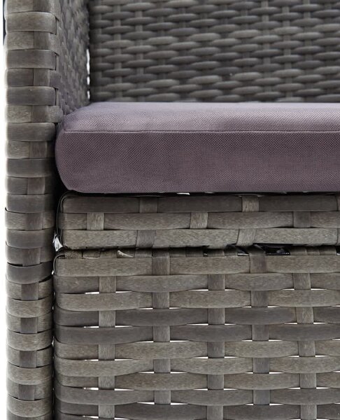 3 részes szürke polyrattan kerti étkezőgarnitúra párnákkal