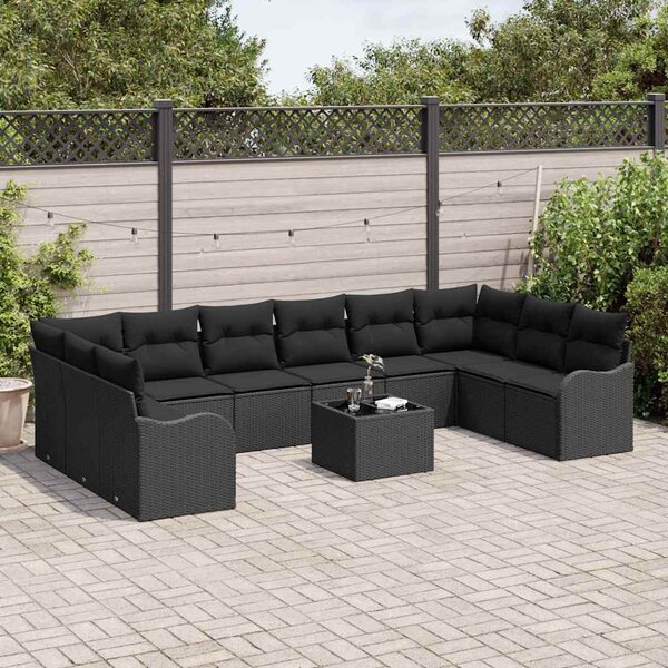 Kerti Kanapé Szett Fekete 55 x 55 x 37 cm polirattan
