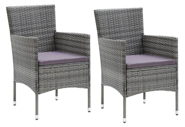 3 részes szürke polyrattan kerti étkezőgarnitúra párnákkal