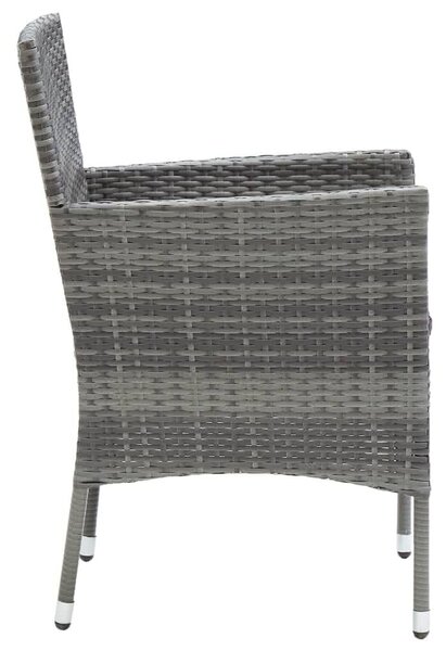 3 részes szürke polyrattan kerti étkezőgarnitúra párnákkal