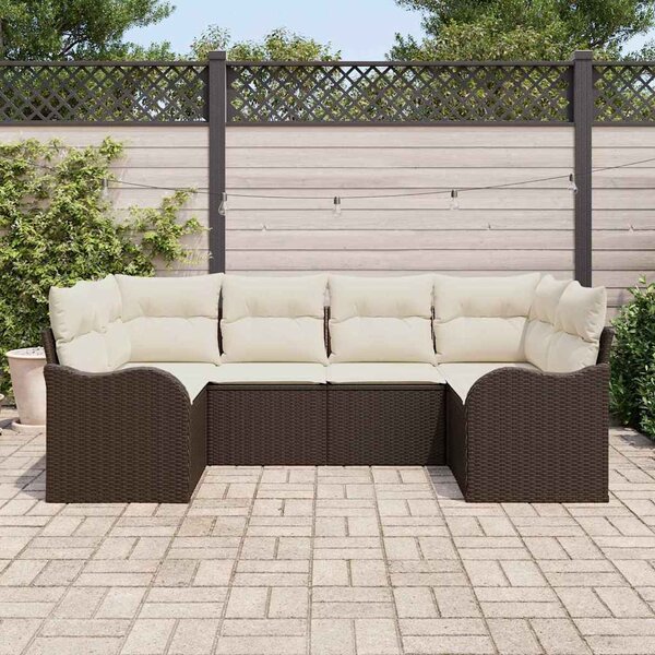 Kerti Kanapé Szett párnával 6 pcs Barna Poli rattan