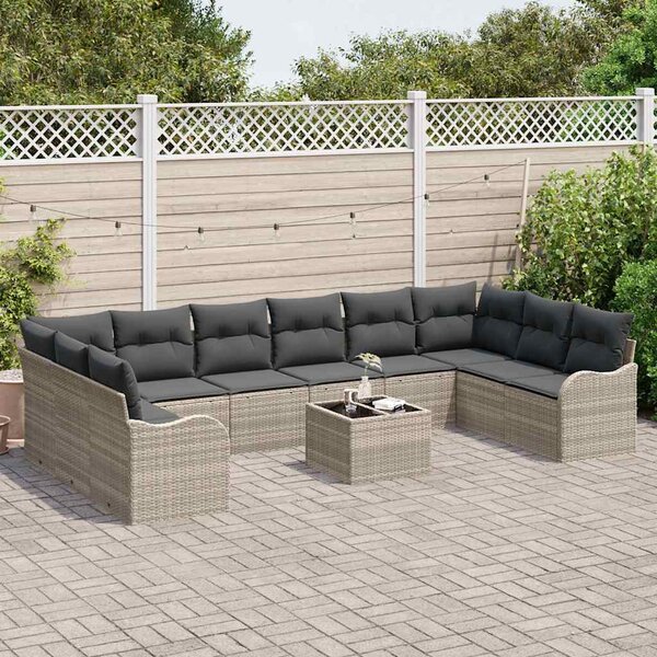 Kerti Kanapé Szett Világosszürke 55 x 55 x 37 cm polirattan