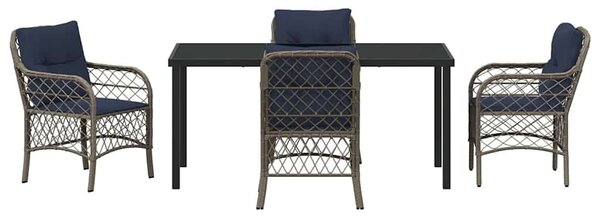 VidaXL Kert étkező szett párnával 5 pcs Szürke és fekete Rattan