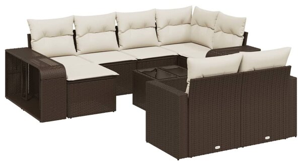 VidaXL 11 részes barna polyrattan kerti ülőgarnitúra párnákkal
