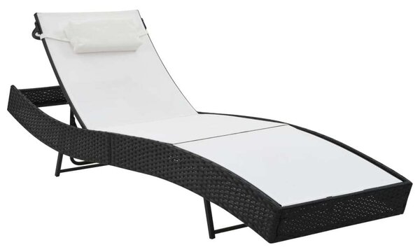 VidaXL Napozóágy Szett - 2 db - Fekete Polyrattan
