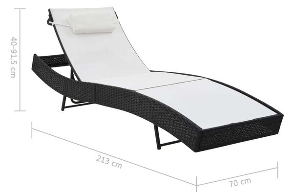 VidaXL Napozóágy Szett - 2 db - Fekete Polyrattan