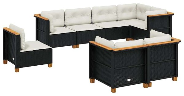VidaXL 8 részes Kerti Ülőgarnitúra - Fekete Polyrattan