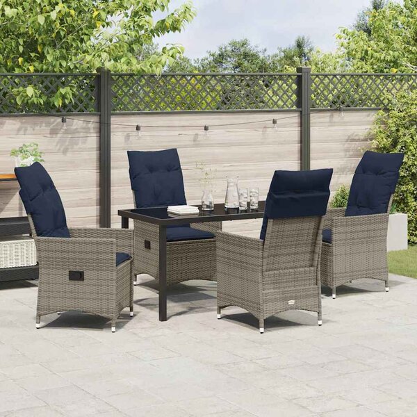 Asztal és szék szett 5 db Szürke PE Rattan