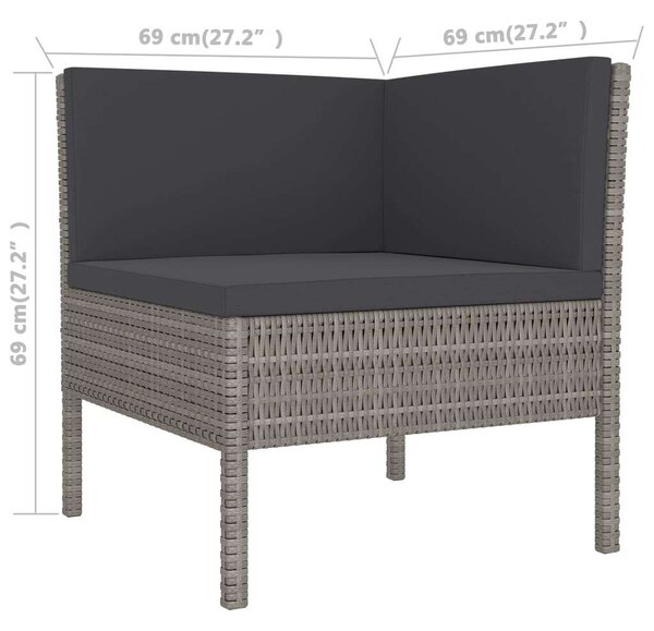 Polyrattan Kerti Ülőgarnitúra - 11 részes - Szürke