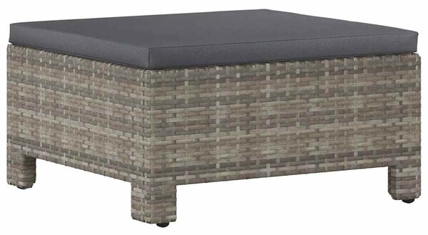 Szürke polyrattan kerti lábtartó párnával
