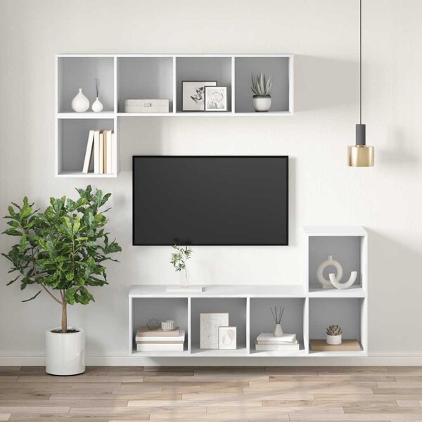 Fehér szerelt fa falra szerelhető TV-szekrény 37 x 37 x 107 cm