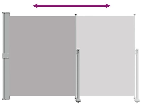 Szürke behúzható oldalsó terasz napellenző 160 x 300 cm
