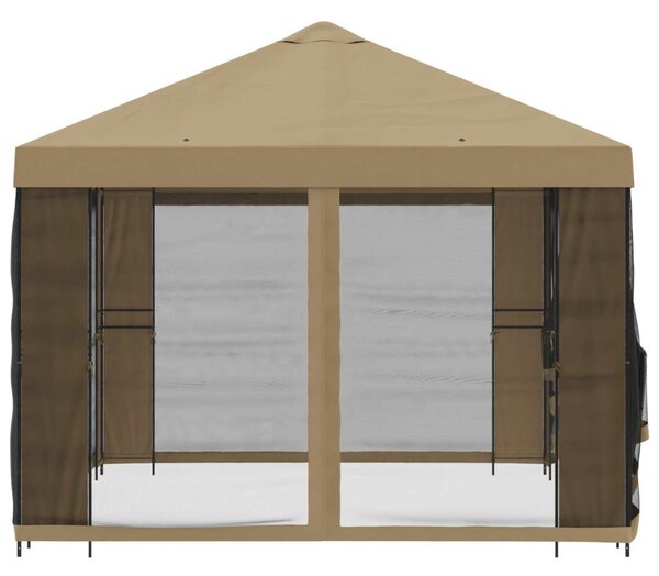 Kerti pavilon oldalfalakkal 4 × 3 m Bézs Poliészter és acél