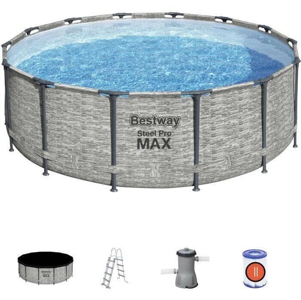 Bestway Ipanema 427x122cm Fémvázas medence létrával, medencefedéllel, vízforgatóval (FFA 511) - szürke