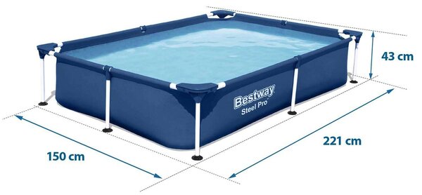 Bestway Steel Pro 221x150x43cm Fémvázas medence, javító készlettel (56401N)