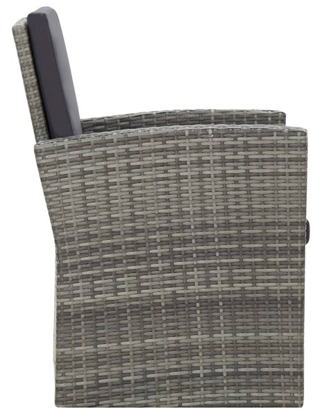 4-részes szürke polyrattan kerti bútorszett párnákkal