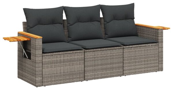 3 részes szürke polyrattan kerti ülőgarnitúra párnákkal