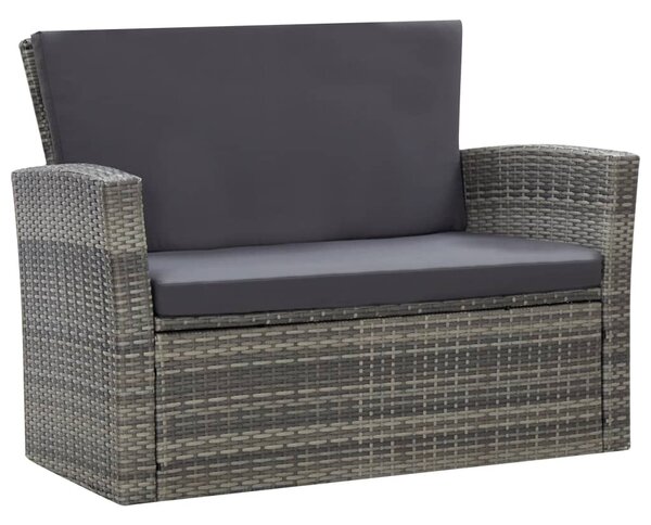 4-részes szürke polyrattan kerti bútorszett párnákkal