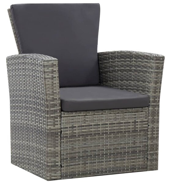 4-részes szürke polyrattan kerti bútorszett párnákkal
